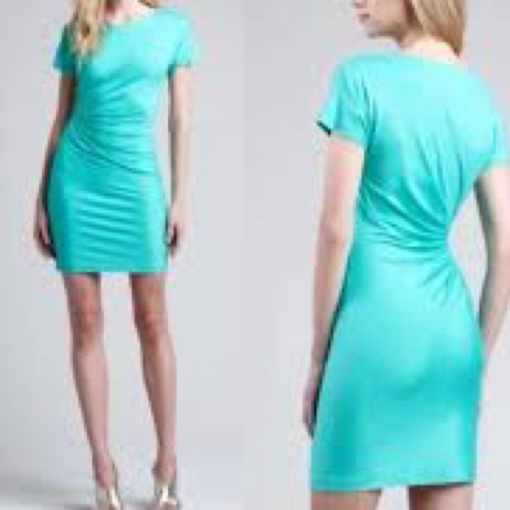 Diane Von Furstenberg Melek Jersey Knit Ruched Dress in Teal - Size P (0)